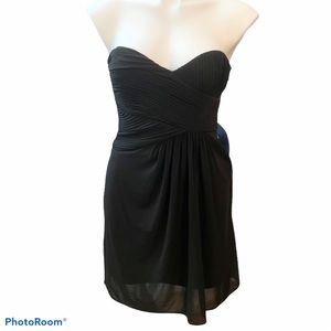 BCBGMaxAzria Strapless Black Pleated Dress - Size 0